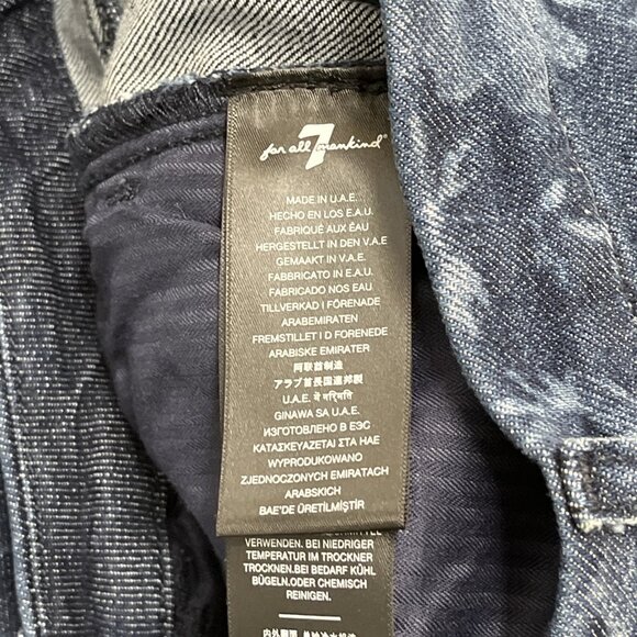 7 For All Mankind Jeans 24 Indigo Fairytale‎ Floral High Rise Skinny Bootcut - Picture 13 of 16
